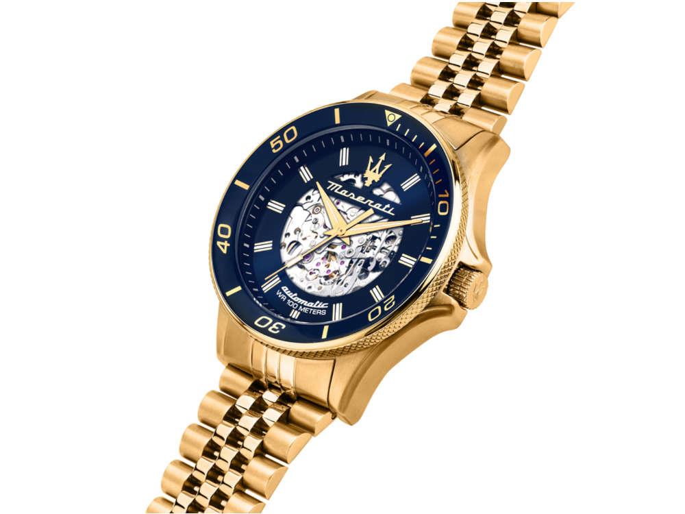 Maserati Sfida Automatik Uhr, PVD Gold, Blau, 44 mm, Spezialausgabe, R8823140017