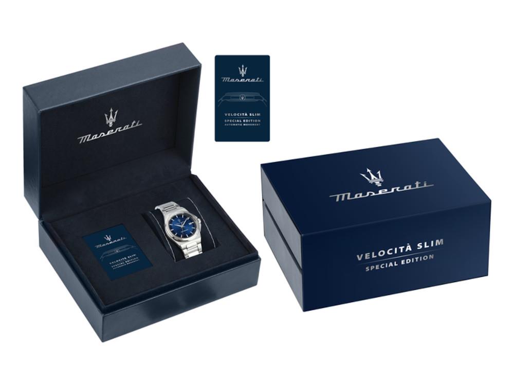 Maserati Velocitá Slim Automatik Uhr, Blau, 41 mm, R8823153001