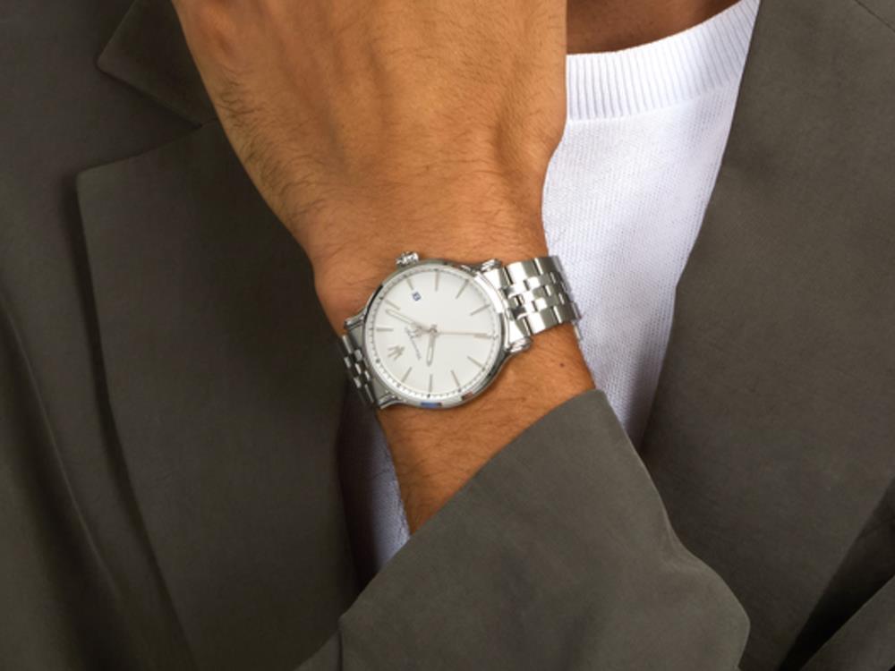 Maserati Epoca Slim Quartz Uhr, Weiss, 40 mm, Mineral Glas, R8853118032