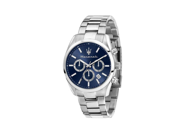 Maserati Attrazione Quartz Uhr, Blau, 43 mm, Mineral Glas 