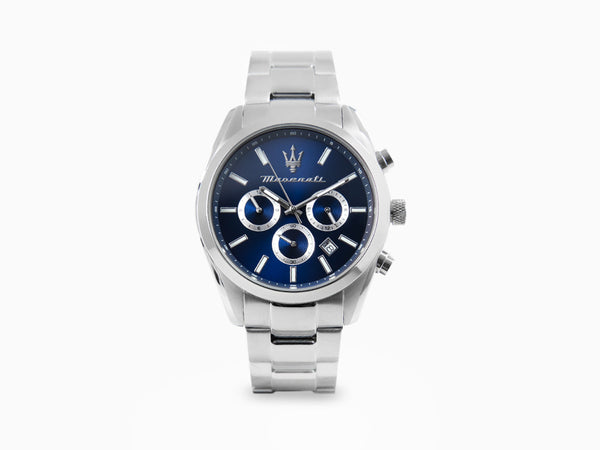 Maserati Attrazione Quartz Uhr, Blau, 43 mm, Mineral Glas 
