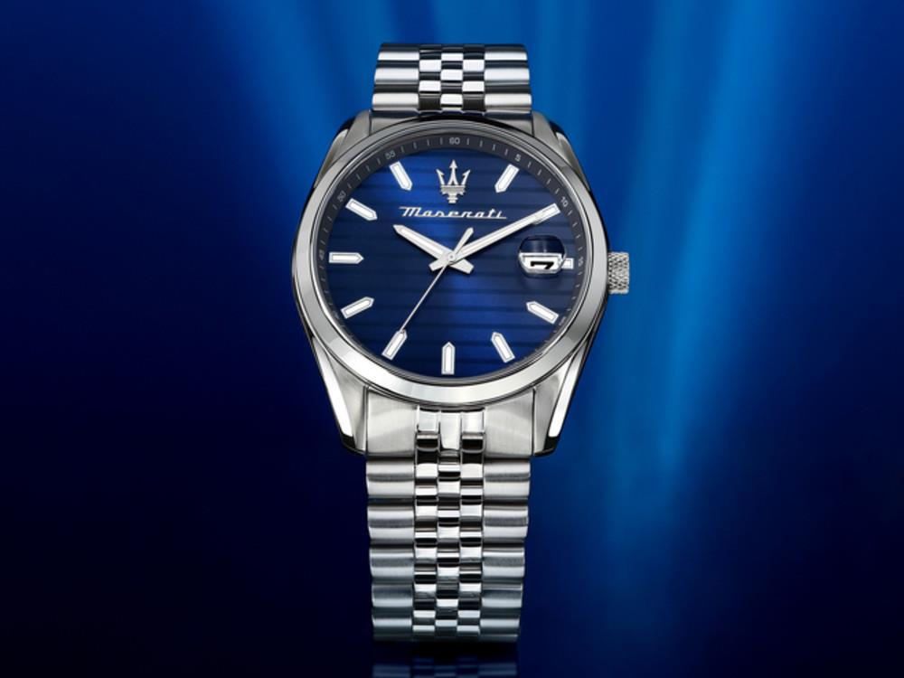 Maserati Attrazione Quartz Uhr, Blau, 43 mm, Mineral Glas, R8853151028