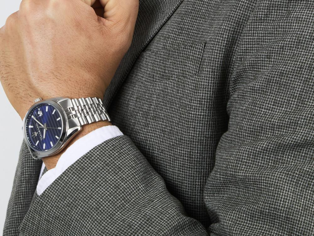 Maserati Attrazione Quartz Uhr, Blau, 43 mm, Mineral Glas, R8853151028