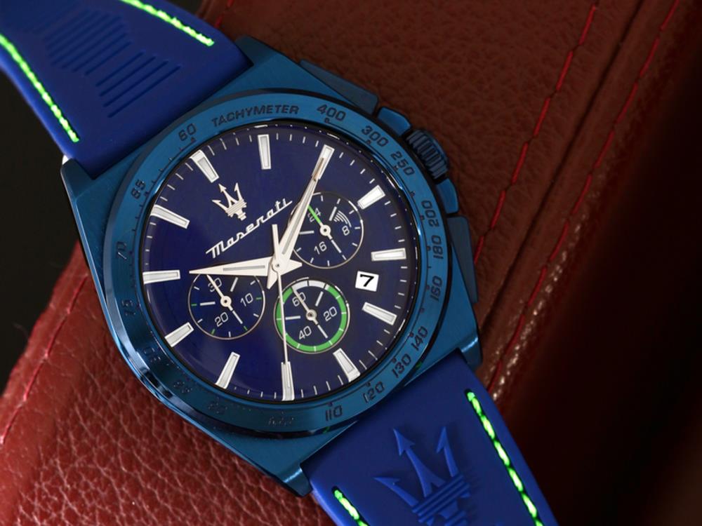 Maserati Velocitá Quartz Uhr, Blau, 43 mm, R8871606007