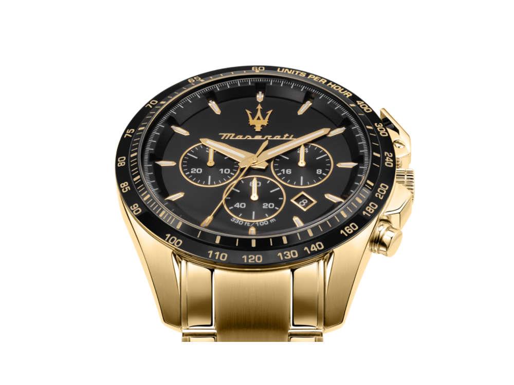 Maserati Traguardo Quartz Uhr, PVD Gold, Schwarz, 45 mm, R8873612041