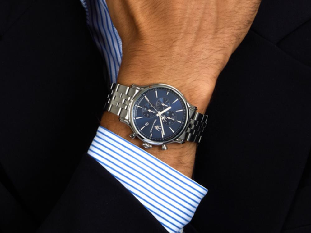 Maserati Epoca Slim Quartz Uhr, Blau, 40 mm, Mineral Glas, R8873618039