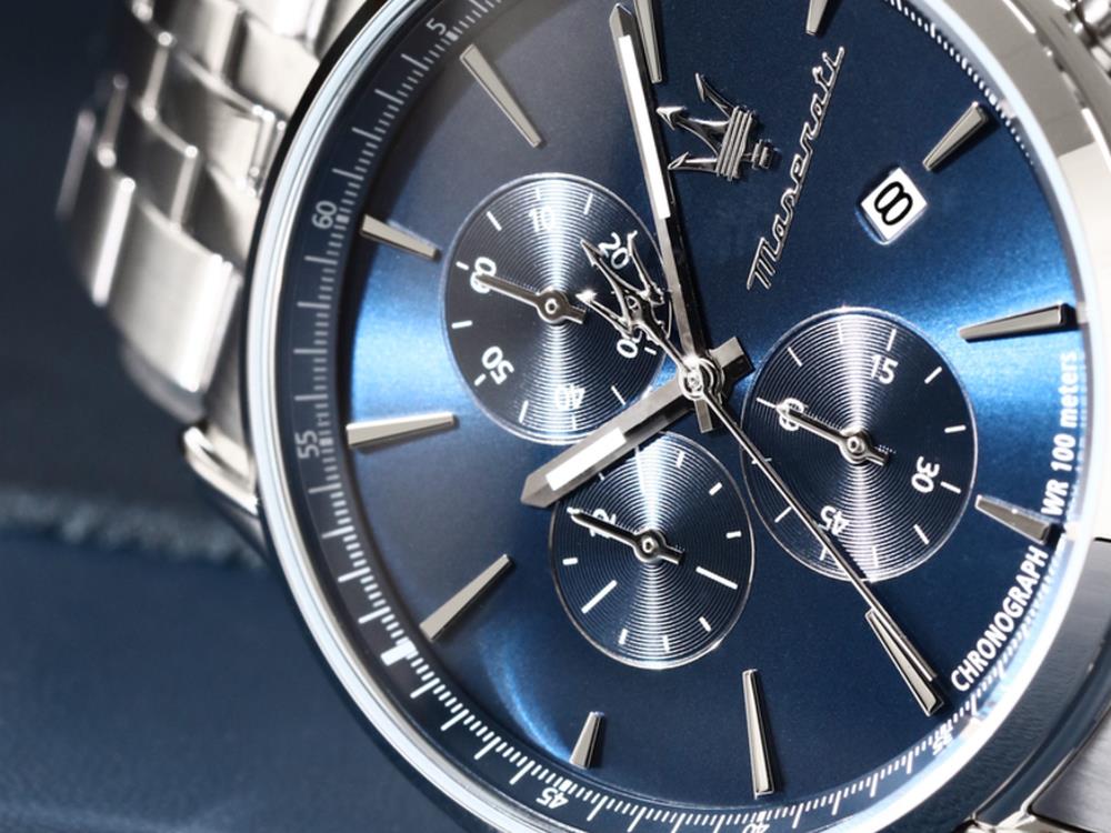 Maserati Epoca Slim Quartz Uhr, Blau, 40 mm, Mineral Glas, R8873618039