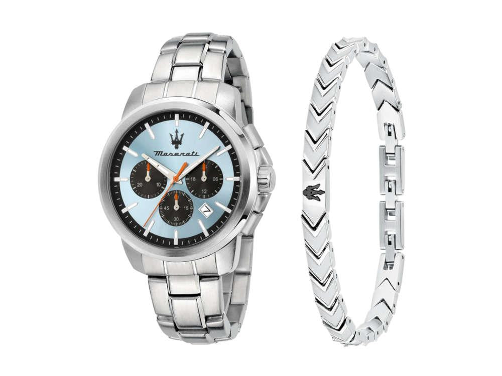 Maserati Successo Quartz Uhr, Hellblau, 42 mm, Mineral Glas R8873621045