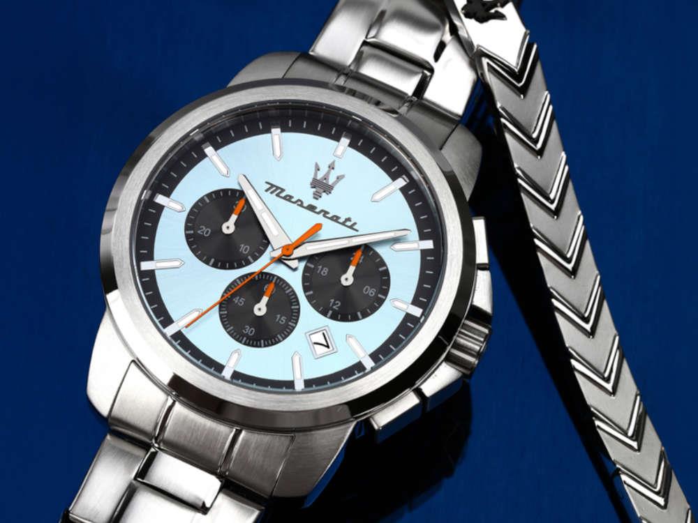 Maserati Successo Quartz Uhr, Hellblau, 42 mm, Mineral Glas R8873621045