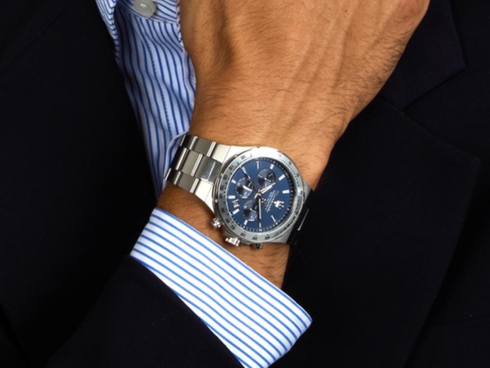 Maserati Sfida Quartz Uhr, Blau, 41 mm, Mineral Glas, R8873640029
