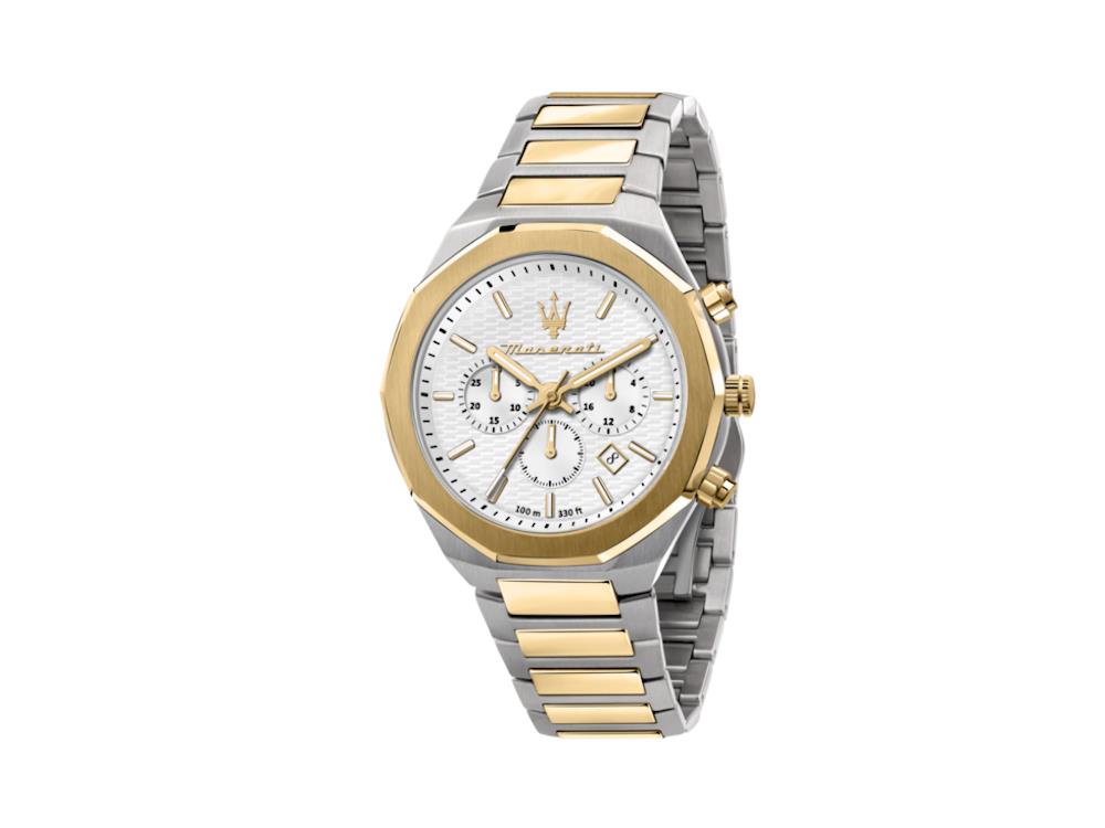 Maserati Stile Quartz Uhr, PVD, Weiss, 45 mm, Mineral Glas R8873642009