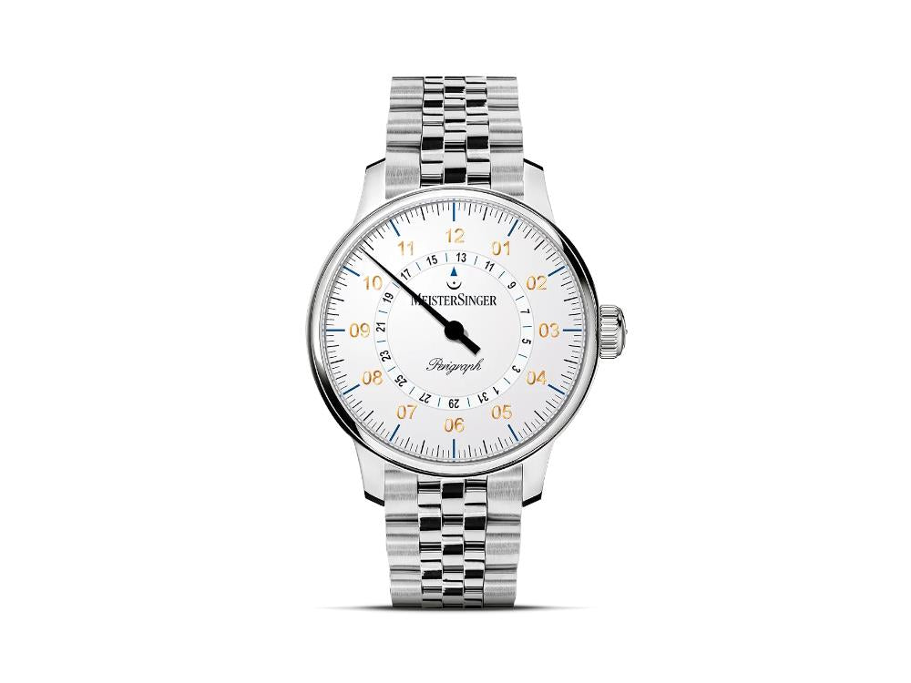 Meistersinger Perigraph Automatik Uhr, SW 200, 43 mm, Weiss, AM1001G-MGB20