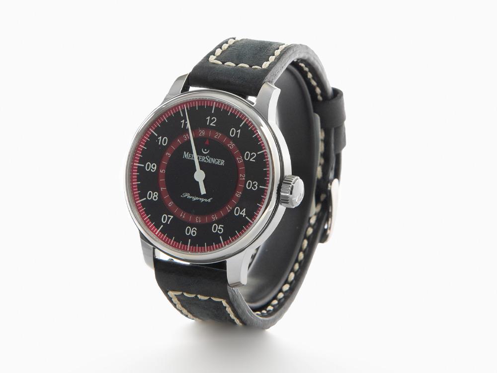 Meistersinger Perigraph Automatik Uhr, 43 mm, Schwarz, Rot, AM1002R