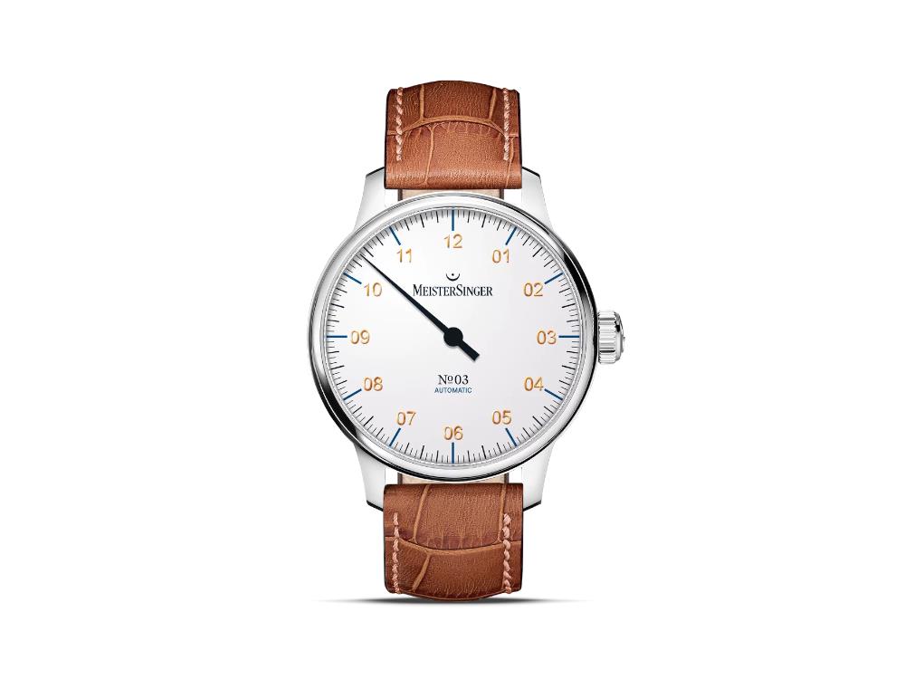 Meistersinger N3 Automatik Uhr, SW 200, 43 mm, Weiss, 38Stunde, AM901G