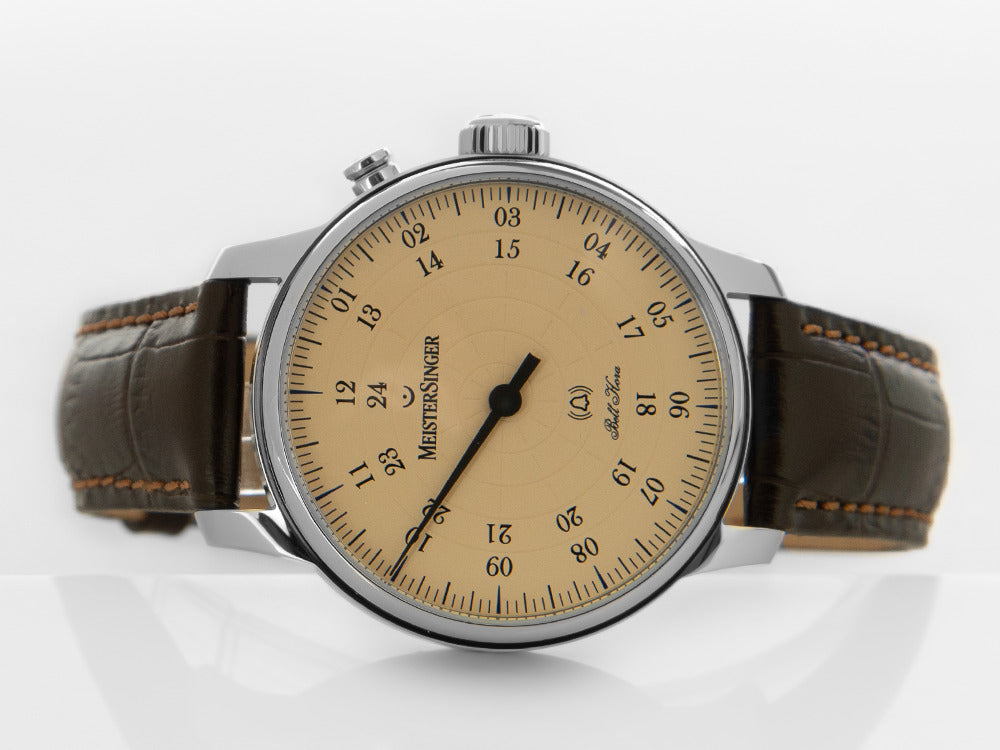 Meistersinger Bell Hora Automatik Uhr, SW 200, Beige, 43 mm, BHO913-SG02