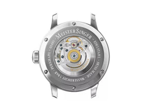 Meistersinger Perigraph Automatik Uhr, SW 300, 38 mm, Weiss, Lederband, BM1101G