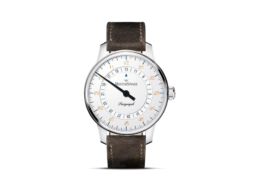 Meistersinger Perigraph Automatik Uhr, SW 300, 38 mm, Weiss, BM1101G-SV02