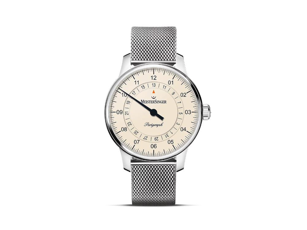 Meistersinger Perigraph Automatik Uhr, SW 300, 38 mm, Beige, BM1103-MIL18