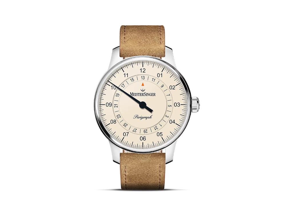 Meistersinger Perigraph Automatik Uhr, SW 300, 38 mm, Beige, BM1103-SV03