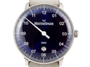 Meistersinger Neo Plus Sunburst Blue Automatik Uhr, ETA 2824-2, 40mm, grau
