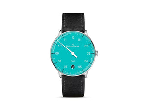 Meistersinger Neo Azureblue Automatik Uhr, SW 200, 36 mm, Lederband, NE914
