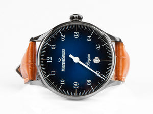 Meistersinger Pangaea Date Automatik Uhr, SW 200-1, 40 mm, Blau, Leder, PMD908D