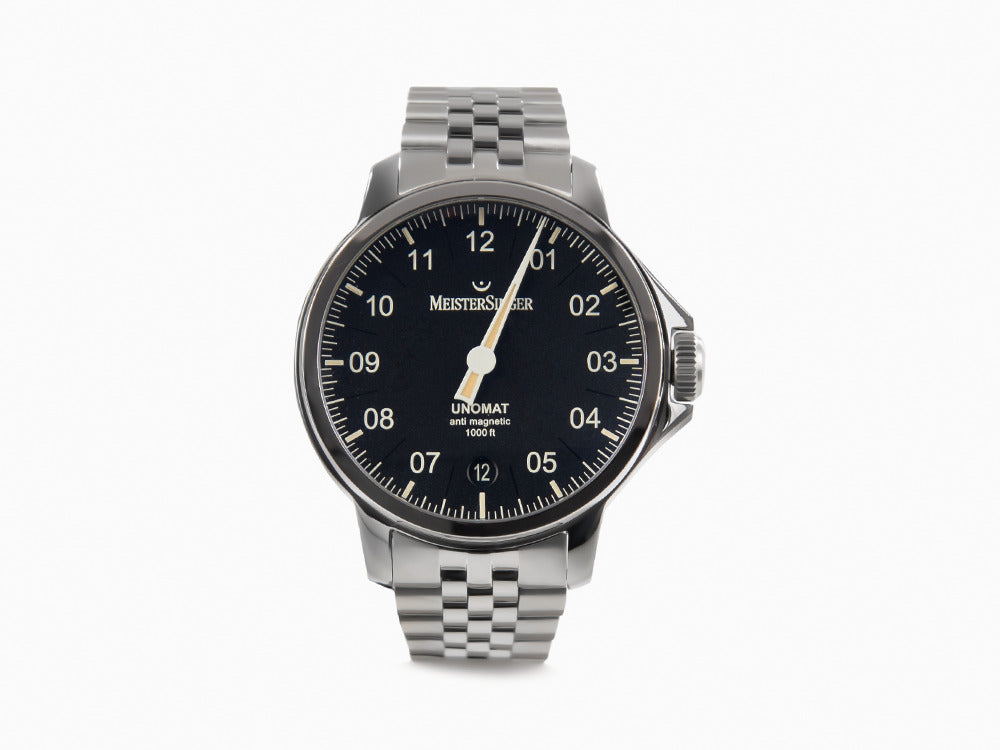 Meistersinger Unomat Automatik Uhr, SW-400, 43 mm, Schwarz, UN902