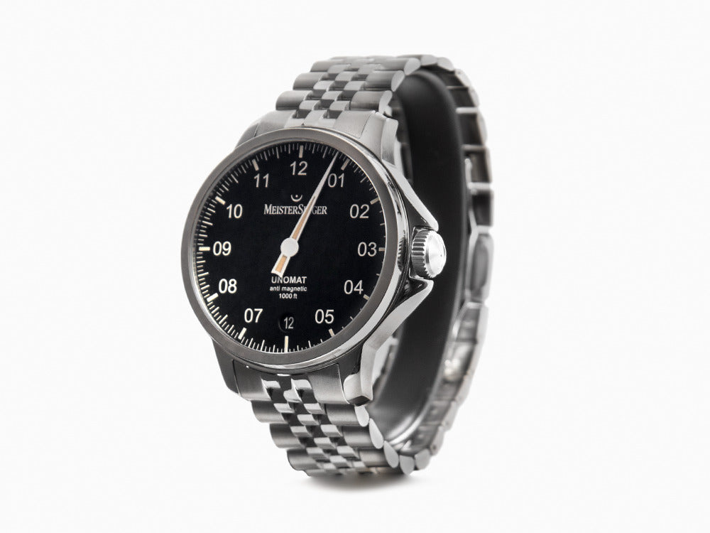 Meistersinger Unomat Automatik Uhr, SW-400, 43 mm, Schwarz, UN902