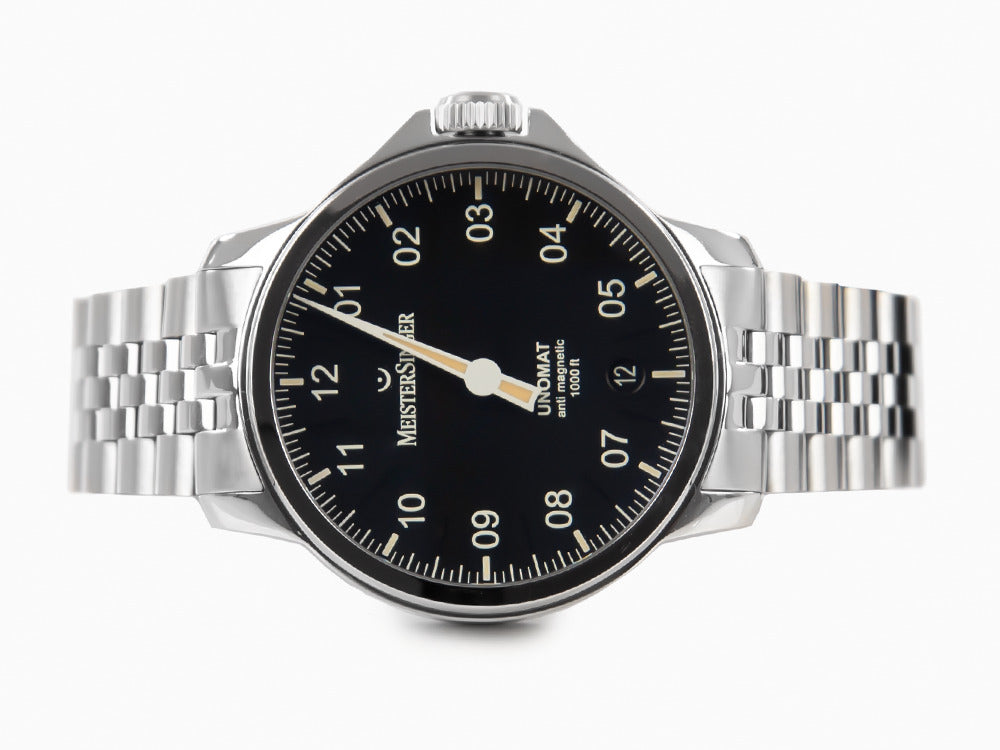 Meistersinger Unomat Automatik Uhr, SW-400, 43 mm, Schwarz, UN902