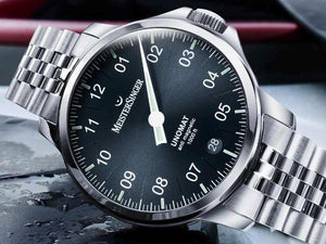 Meistersinger Unomat Automatik Uhr, SW-400, 43 mm, Blau, UN917
