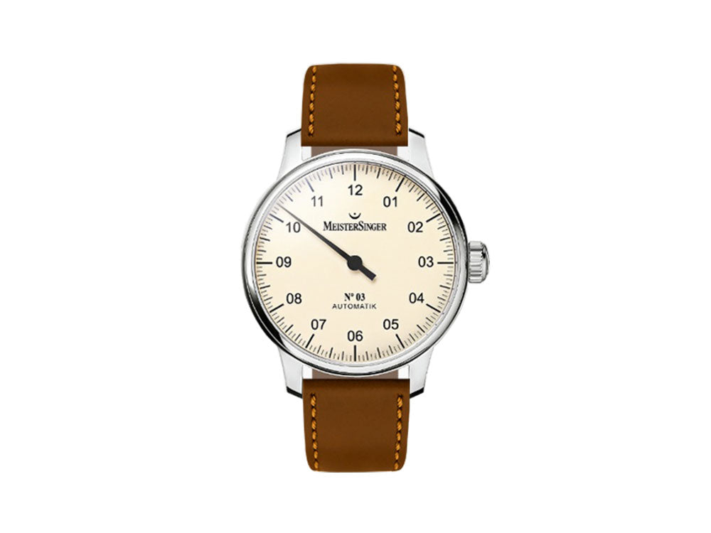 Meistersinger N3 Automatik Uhr, ETA 2824-2, 43mm, Elfenbein , 38 Stunde