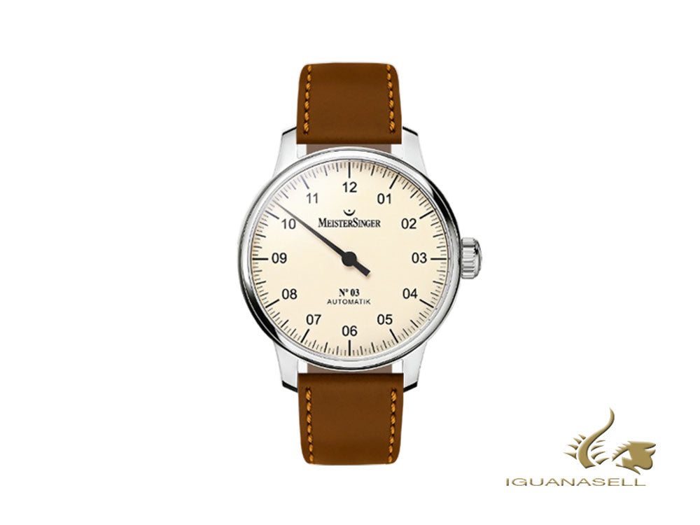 Meistersinger N3 Automatik Uhr, ETA 2824-2, 43mm, Elfenbein , 38 Stunde