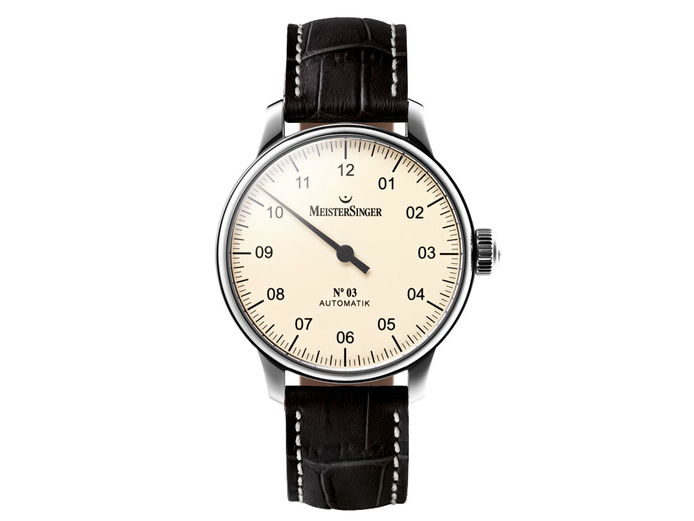 Meistersinger N3 Automatik Uhr, ETA 2824-2, 43mm. Lederband, AM903-SG01W
