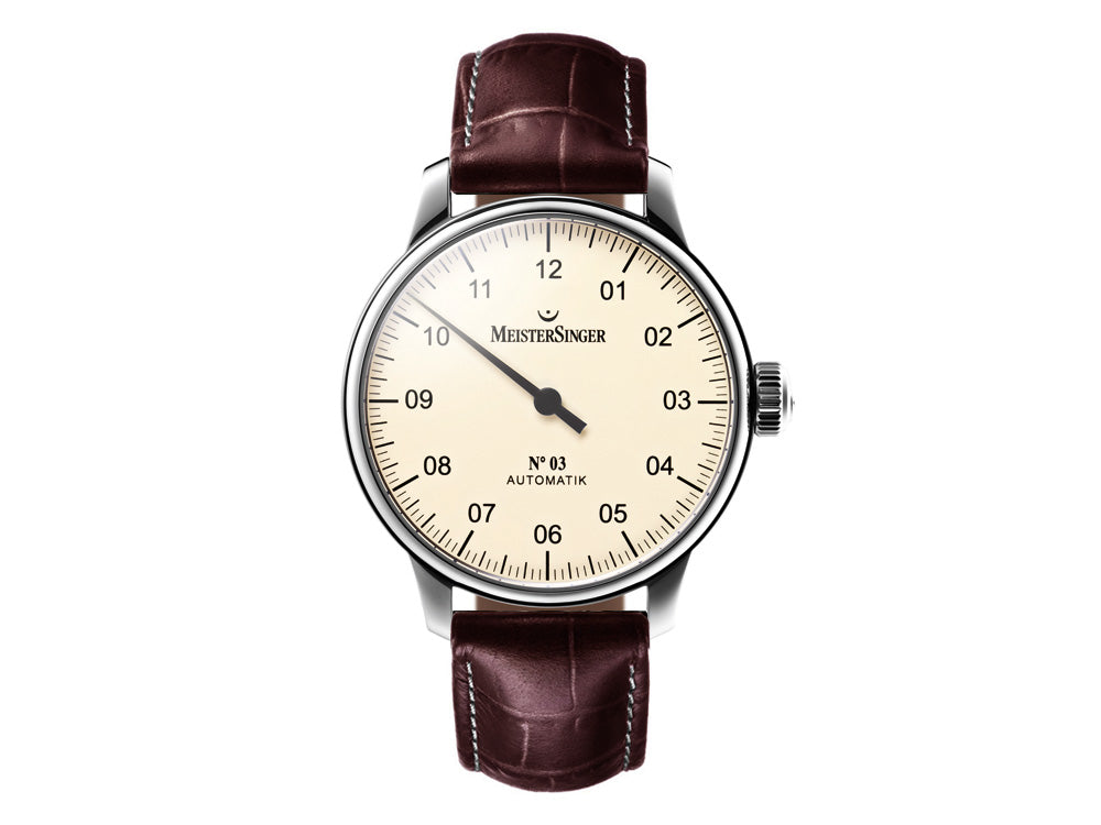 Meistersinger N3 Automatik Uhr, ETA 2824-2, 43mm. Lederband, AM903-SG02W
