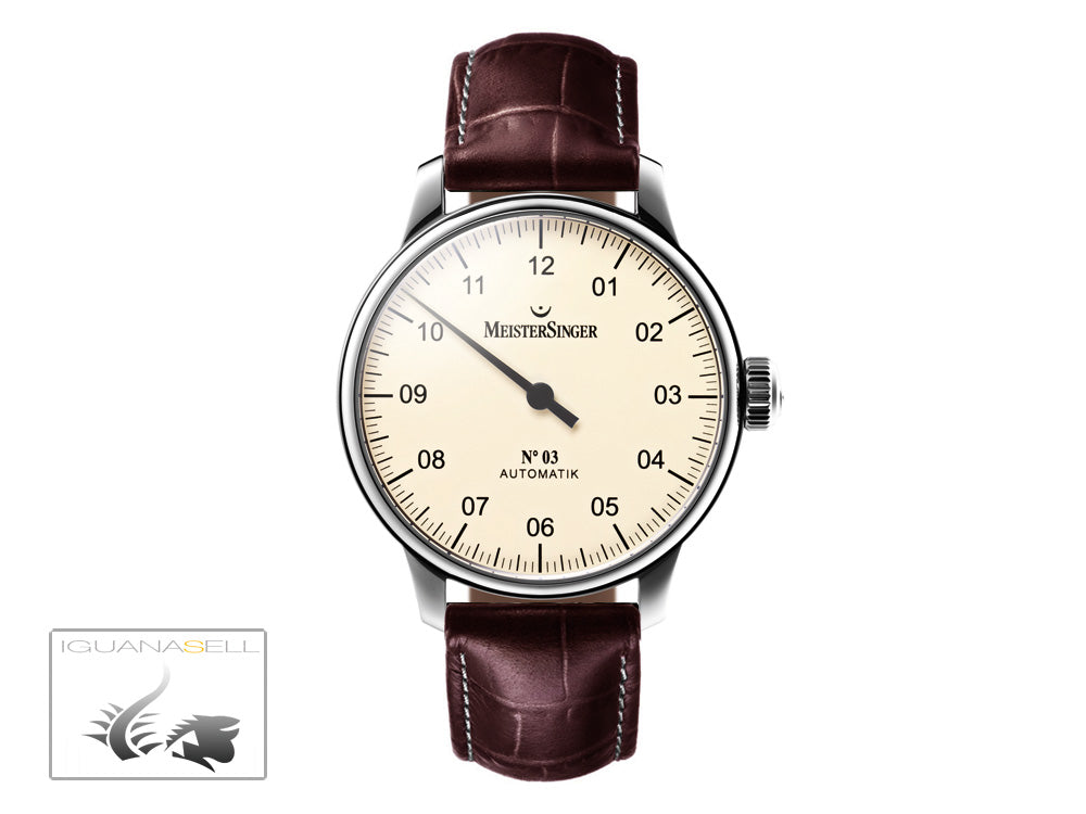 Meistersinger N3 Automatik Uhr, ETA 2824-2, 43mm. Lederband, AM903-SG02W