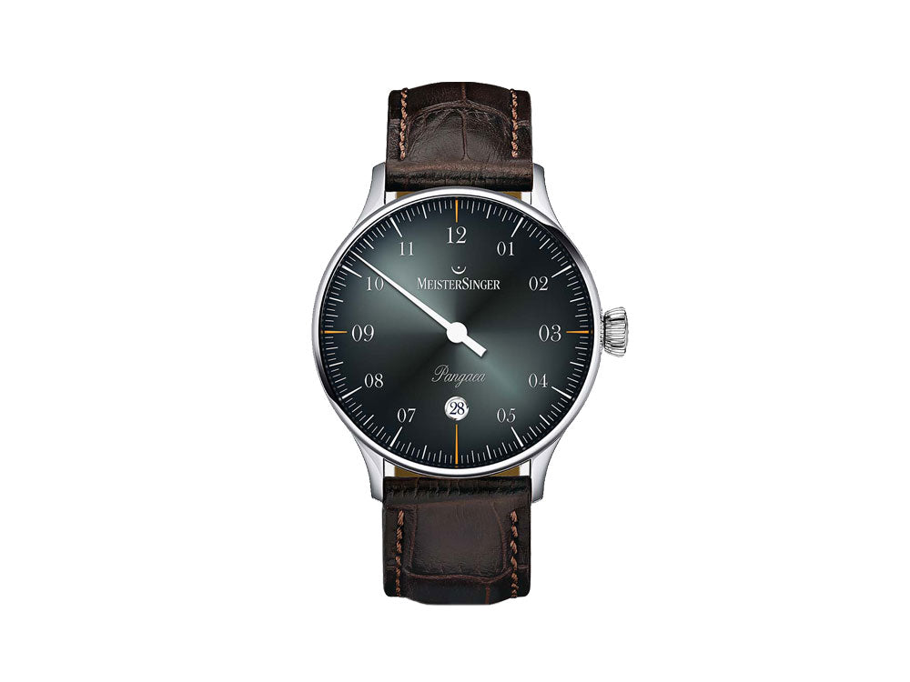 Meistersinger Pangaea Date Automatik Uhr, 40 mm, Schwarz, Leder, PMD907D