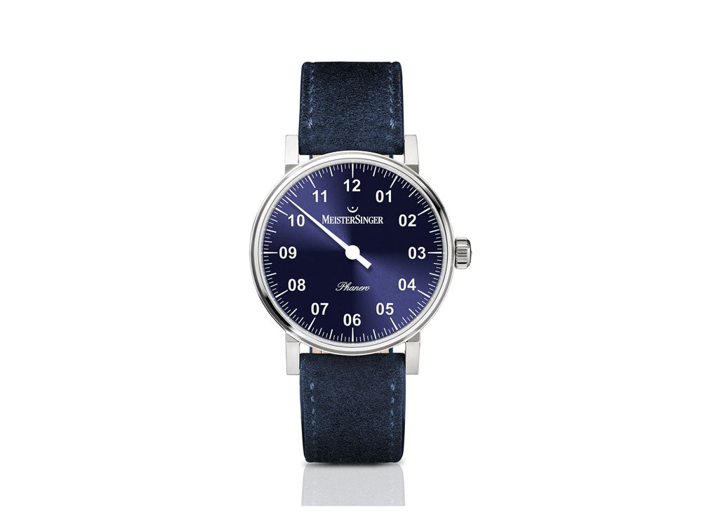 Meistersinger Phanero Uhr, Handaufzug, SW 210, Blau, 35mm, PH308-SV14