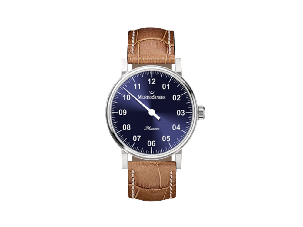 Meistersinger Phanero Uhr, Handaufzug, SW 210, Blau sunburst, 35mm, PH308-SG13