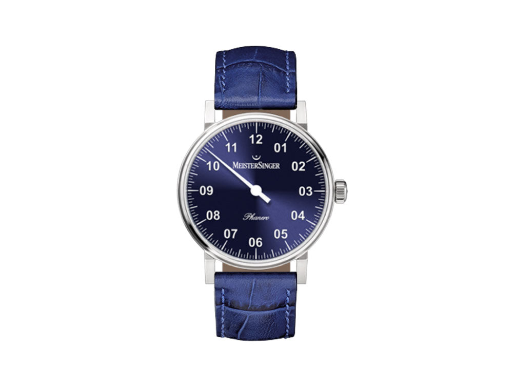 Meistersinger Phanero Uhr, Handaufzug, SW 210, Blau sunburst, 35mm, PH308-SG14