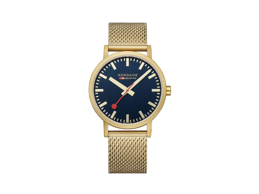 Mondaine Classic Quartz Uhr, Blau, 40 mm, A660.30360.40SBM