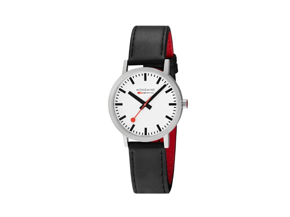 Mondaine Classic Quartz Uhr, Weiss, 40 mm, Lederband, A660.30360.16SBB