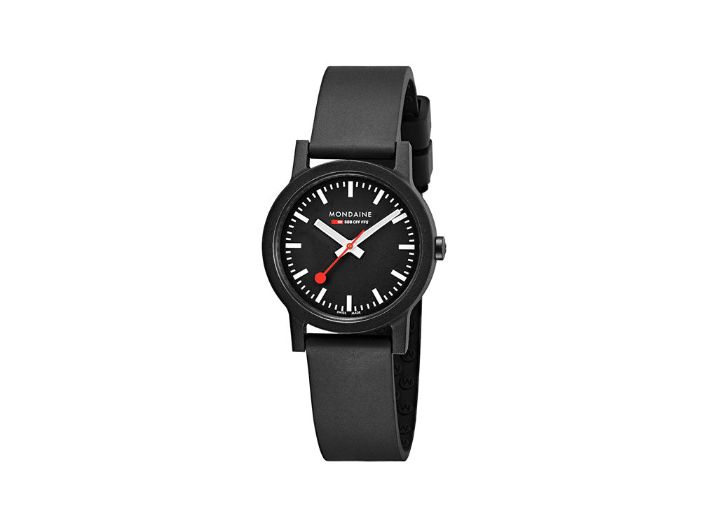 Mondaine Essence Quartz Uhr, Ökologisch - recycelt, Schwarz, 32mm, MS1.32120.RB
