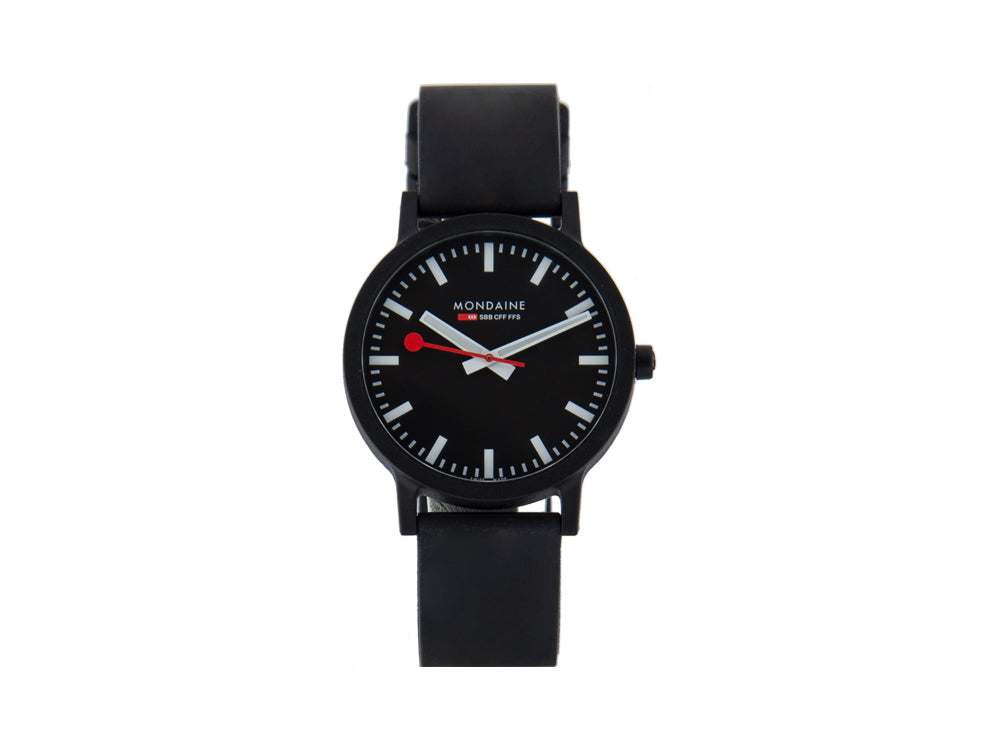 Mondaine Essence Quartz Uhr, Ökologisch - recycelt, Schwarz, 41mm, MS1.41120.RB