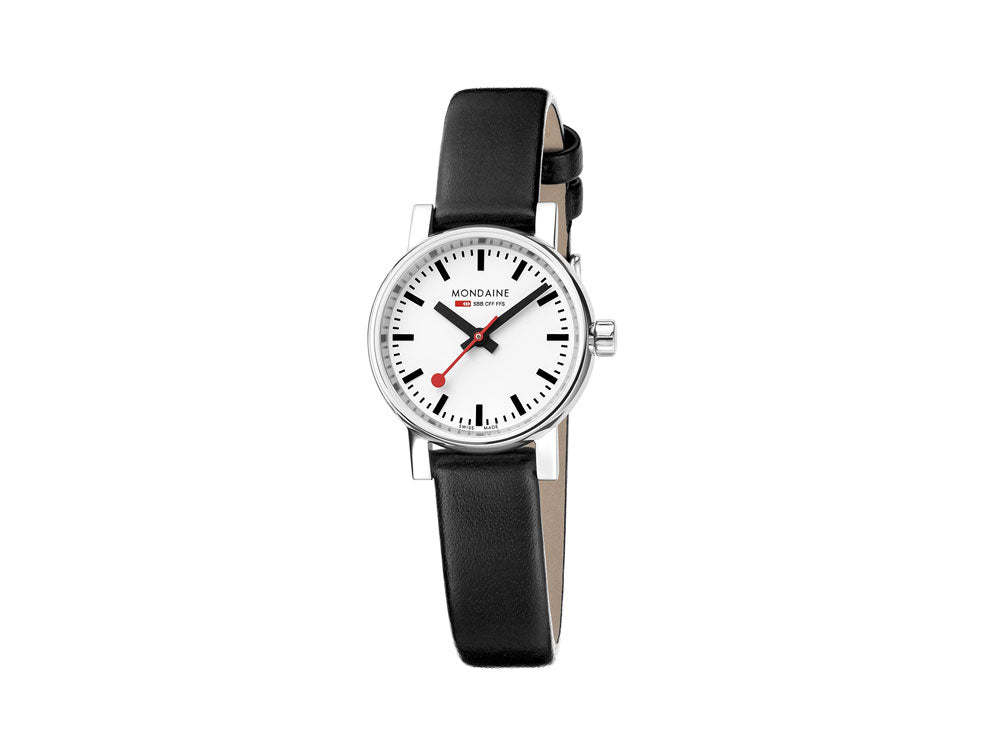 Mondaine SBB Evo2 Petite Quartz Uhr, Weiss, 26mm, Lederband, MSE.26110.LB