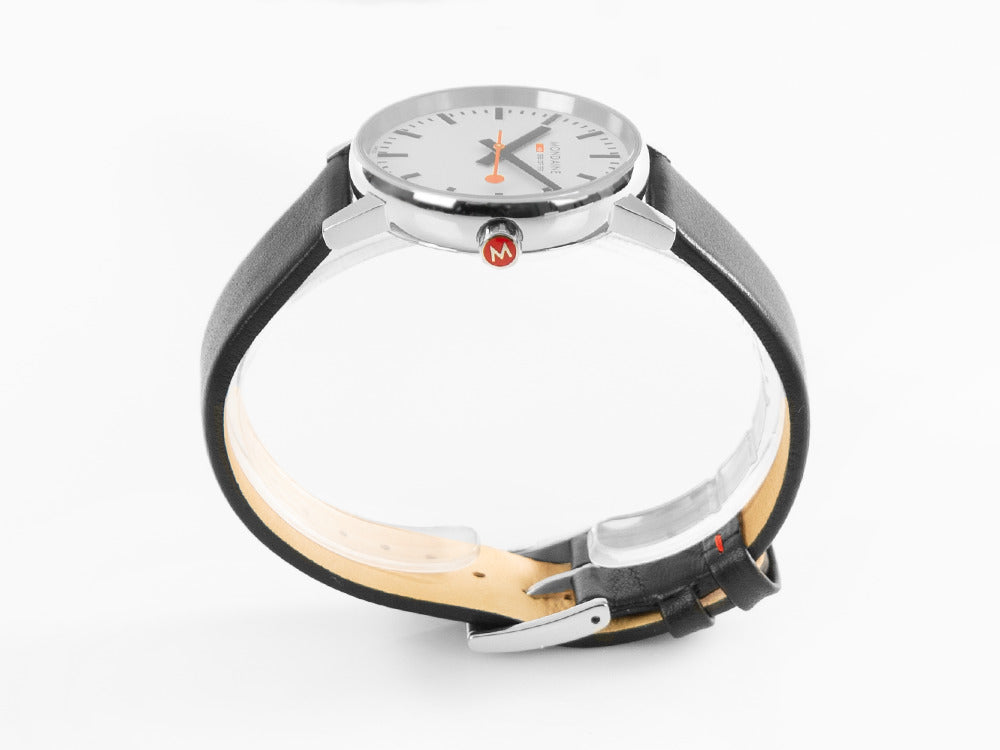 Mondaine SBB Evo2 Quartz Uhr, Weiss, 35 mm, Lederband, MSE.35110.LB
