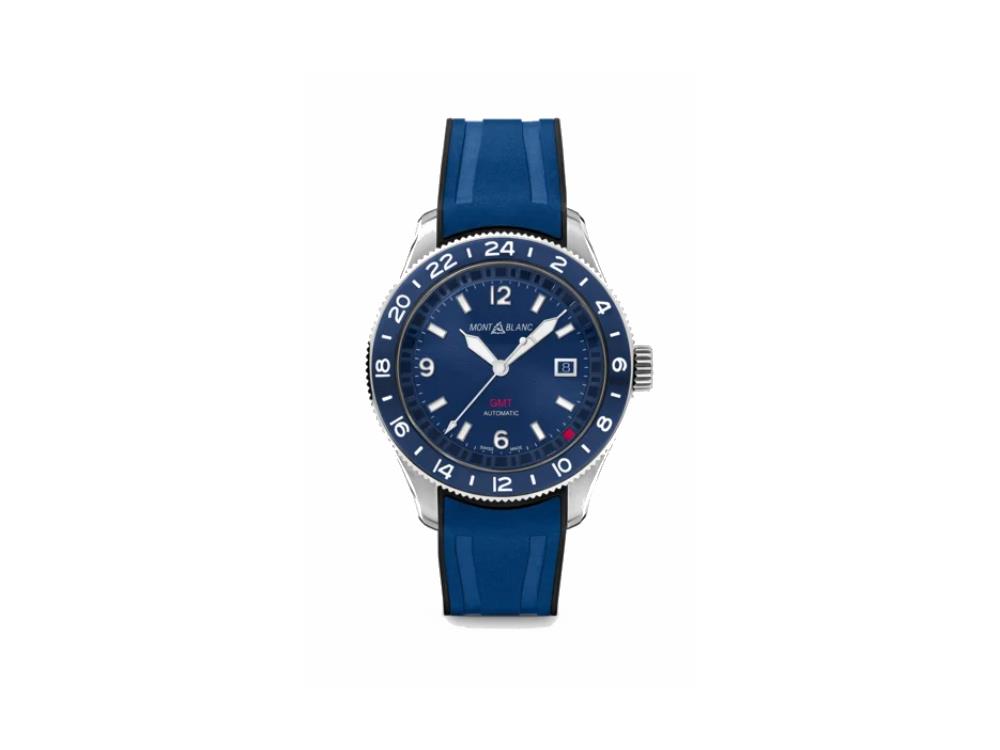 Montblanc 1858 GMT Automatik Uhr, Edelstah, Blau, 42 mm, 129617