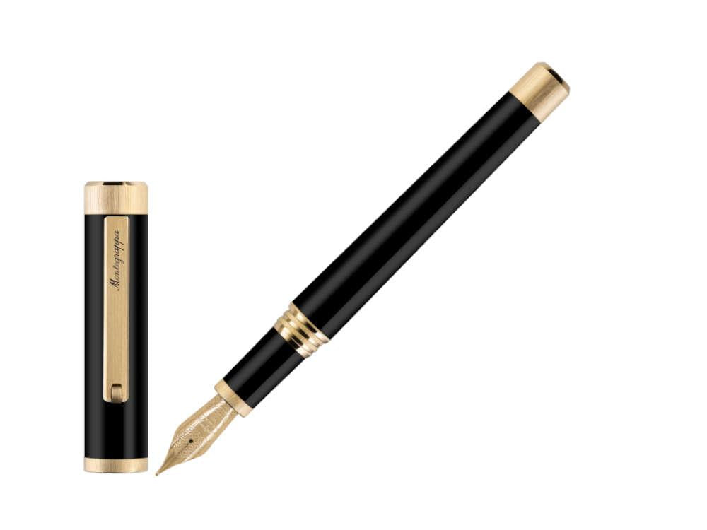 Montegrappa Zero Füllfederhalter, Schwarzes Edelharz, Gelbgold, ISZEI-4Y