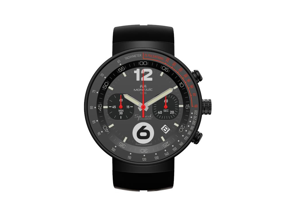 Montjuic Speed Chronograph Quartz Uhr, Edelstahl, Schwarz, 45 mm, MJ2.0202.B