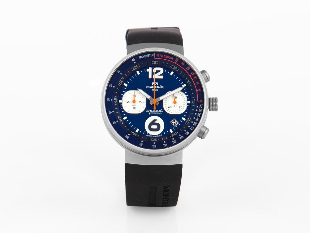 Montjuic Speed Chronograph Quartz Uhr, Edelstahl 316L, Blau, 45 mm, MJ2.0303.S