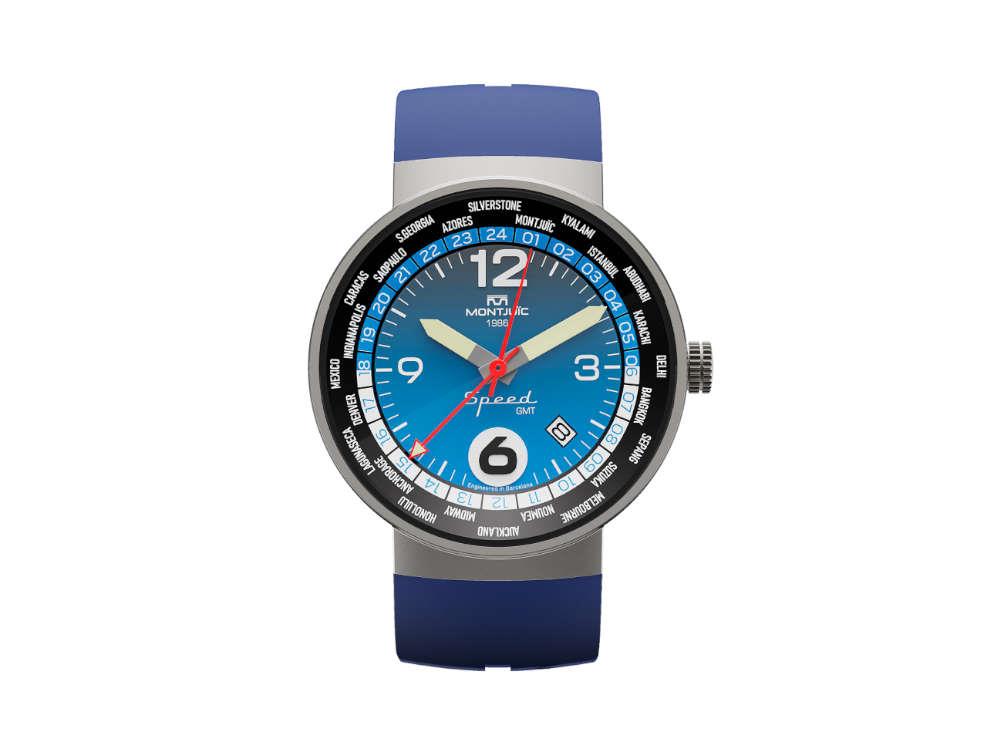Montjuic Speed GMT Quartz Uhr, Edelstahl, Schwarz, 43 mm, MJ3.0404.S